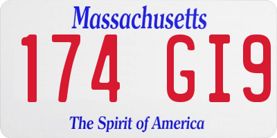 MA license plate 174GI9