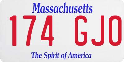 MA license plate 174GJ0