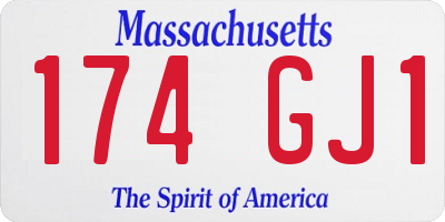 MA license plate 174GJ1