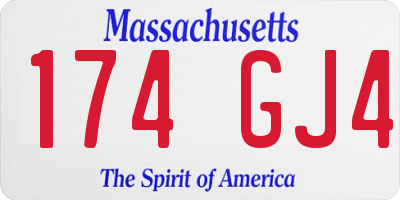 MA license plate 174GJ4