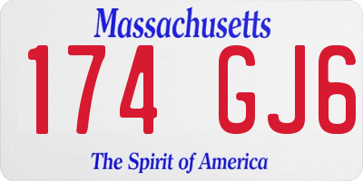 MA license plate 174GJ6
