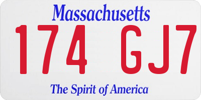 MA license plate 174GJ7