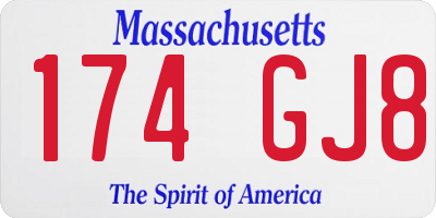 MA license plate 174GJ8