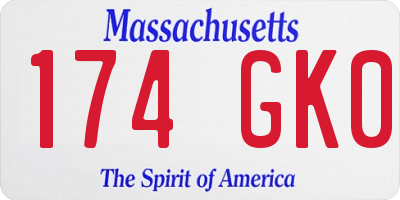 MA license plate 174GK0
