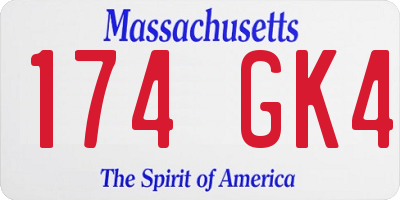 MA license plate 174GK4