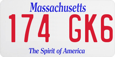 MA license plate 174GK6