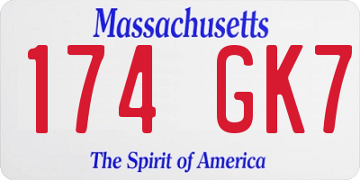 MA license plate 174GK7
