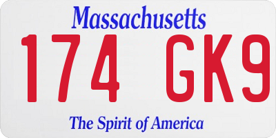 MA license plate 174GK9
