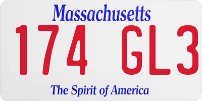 MA license plate 174GL3