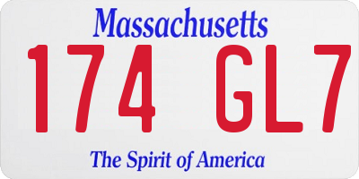 MA license plate 174GL7