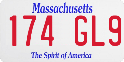 MA license plate 174GL9