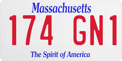MA license plate 174GN1