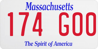 MA license plate 174GO0