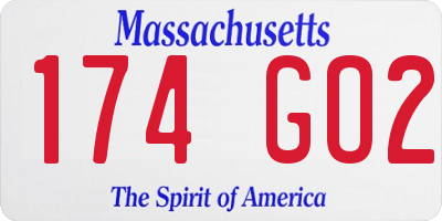 MA license plate 174GO2