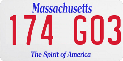 MA license plate 174GO3
