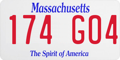 MA license plate 174GO4