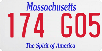 MA license plate 174GO5