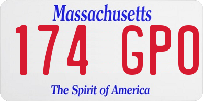 MA license plate 174GP0