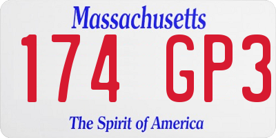 MA license plate 174GP3