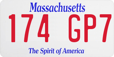 MA license plate 174GP7