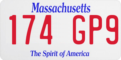 MA license plate 174GP9