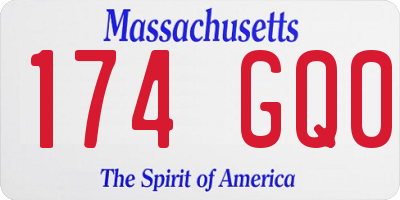 MA license plate 174GQ0