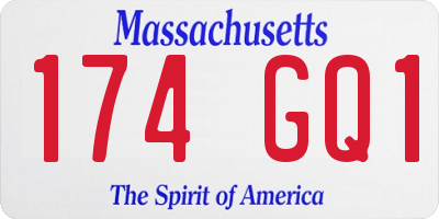 MA license plate 174GQ1