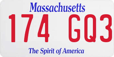 MA license plate 174GQ3