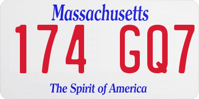 MA license plate 174GQ7