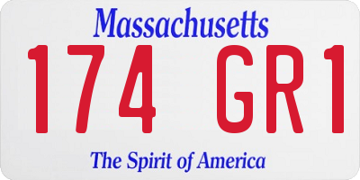 MA license plate 174GR1
