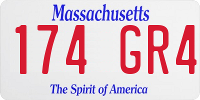 MA license plate 174GR4