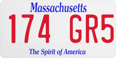 MA license plate 174GR5