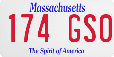 MA license plate 174GS0