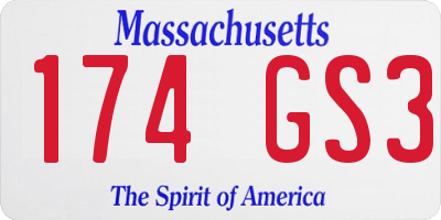 MA license plate 174GS3