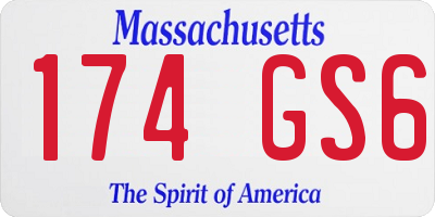 MA license plate 174GS6