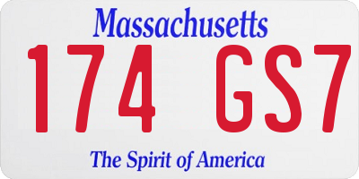 MA license plate 174GS7