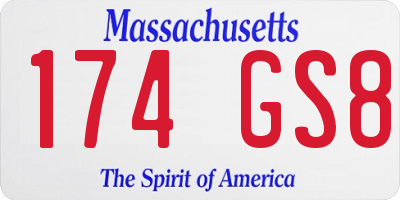 MA license plate 174GS8