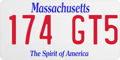 MA license plate 174GT5
