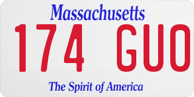 MA license plate 174GU0