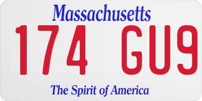 MA license plate 174GU9