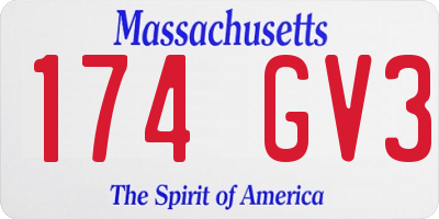 MA license plate 174GV3