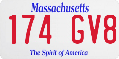 MA license plate 174GV8