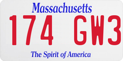 MA license plate 174GW3