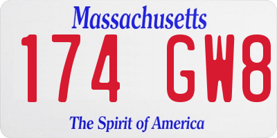 MA license plate 174GW8