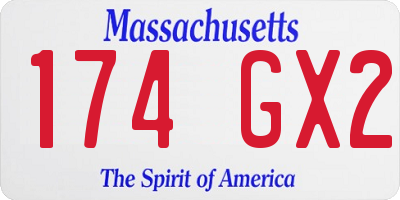 MA license plate 174GX2