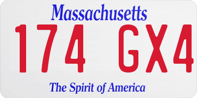 MA license plate 174GX4