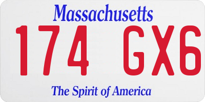 MA license plate 174GX6