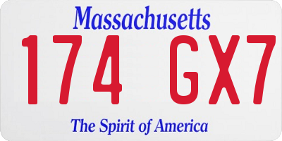 MA license plate 174GX7