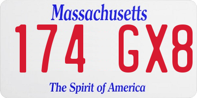 MA license plate 174GX8