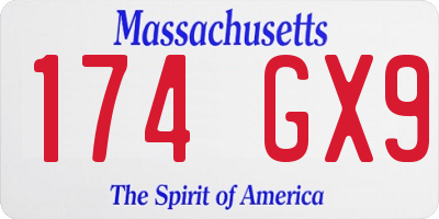 MA license plate 174GX9